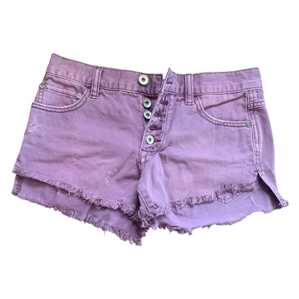 Free People Purple Frayed Denim Shorts - 24 inch waist